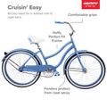 Huffy 24" Cranbrook Girls' Cruiser Bike with Perfect Fit Frame, Ages 12+ Years, Periwinkle