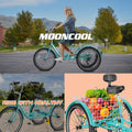 MOONCOOL Adult Tricycles with Rear Basket & Inflator, 24 26 in 7 Speed 3 Wheel Bikes, Three - Wheeled Bicycles Adult Trike with Backrest for Seniors, Women, Men