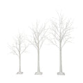 AECOJOY Set of Lighted Birch Tree, 4FT/5FT/6FT LED Artificial Tree with Warm White Lights, Christmas Tree for Decoration