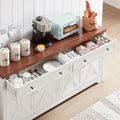 Trumanpick 61"h Large Buffet Sideboard Cabinet, TV Cabinet, Kitchen Pantry for Dining Room, Living Room, 61.3''L x 15''W x 29.8''H, White/Walnut