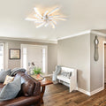 Garwarm Dimmable Ceiling Fan with Light and Remote Control, 27" Small Flush Mounted Ceiling Fan with LED Lights, APP and Remote Controlled, Modern, White