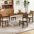 Tangkula 55 Inch Dining Table for 4-6 People Rectangular Kitchen Table with Solid Wood Trestle Base