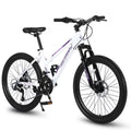 POWANLI 26" Mountain Bike for Women, 21 Speeds Mountain Bicycles with Dual Disc Brakes and 100mm Front Suspension, Pink(Gift)
