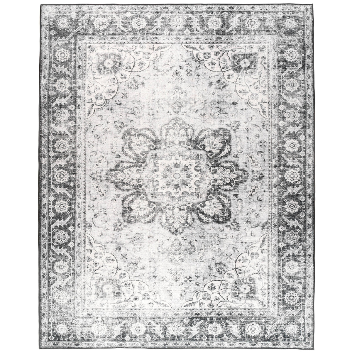 ReaLife Boho Area Rug - Machine Washable-Stain Resistant, Non-Slip,Kid & Pet Friendly - Recycled fibers - Living Room Dining Room - Eve Gray - 5x7 ft
