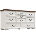Enhomee Wood Dressers for Bedroom with 9 Drawers White Dresser Chest of Drawers for Living Room