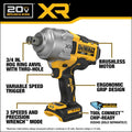 DEWALT 20V MAX XR Brushless Cordless 3/4 In. High Torque Impact Wrench with Hog Ring Anvil Tool Only DCF964B