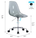 Echoworld Clear Rolling Chair, Armless Desk Chair with Golden Feet Swivel Molded Plastic Shell Adjustable Home Office Chair with Wheels, Clear