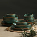 Stone + Lain Brasa Stoneware Collection Dinnerware Set, 32 - Piece Service for 8, Blue
